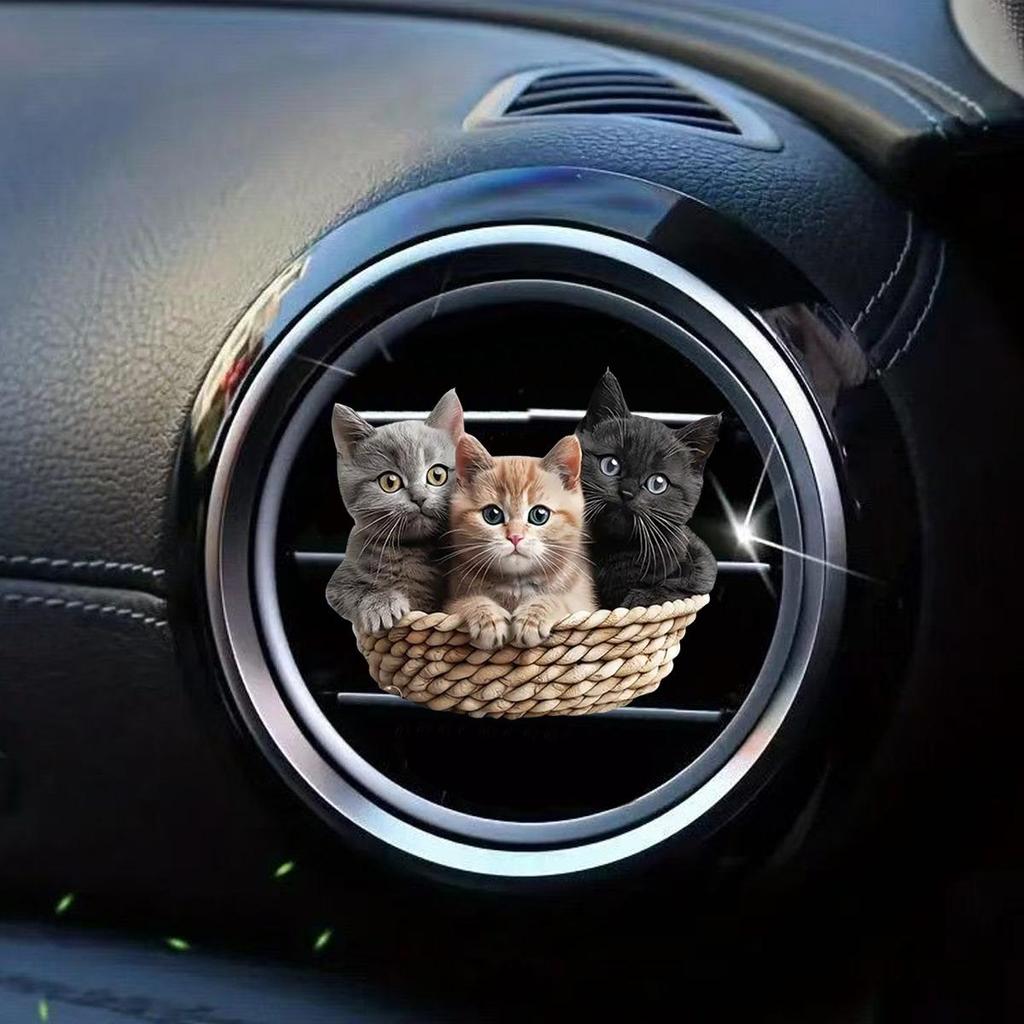 Милый мультяшный 2D котенок, клипса для вентиляции, освежитель воздуха для автомобиля, аромадиффузор для воздуховыпускного отверстия автомобильного кондиционера, украшение салона автомобиля