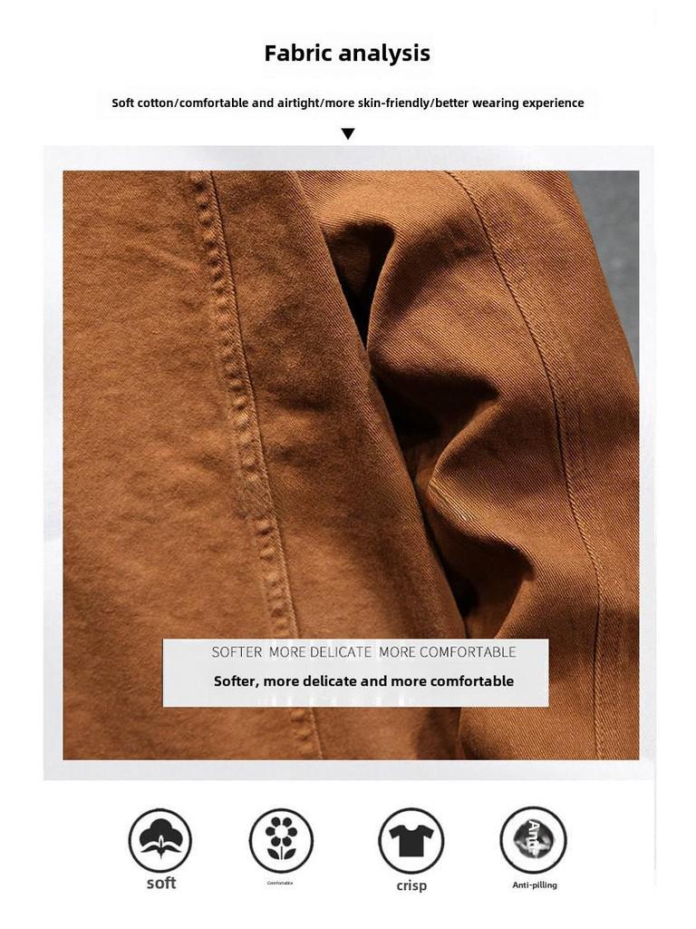 2024 Мужская приталенная куртка из эластичного хлопкового денима в корейском стиле - Осенняя коллекция