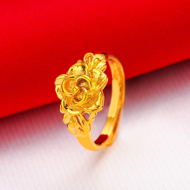 Gold Plated Lucky Ring Opening Adjustable Simple Transfer Ring For Women All-Match Luxury Finger Accessories