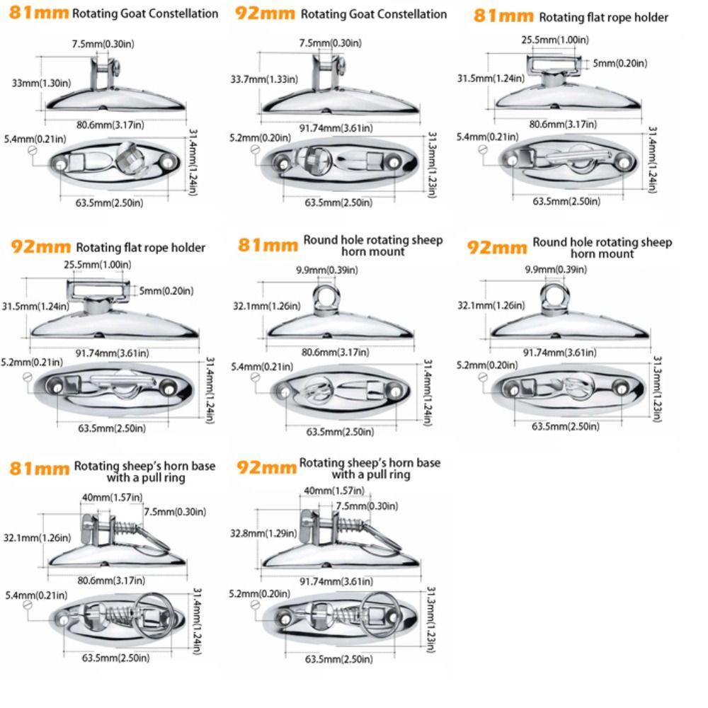 360 Degree Rotation Marine Top Hardware Solid 316 Stainless Steel Bimini Top Swivel  Yacht Use