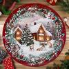 1Pcs Christmas Snowman Pattern Round Area Rug Indoor Non-Slip Washable Fiber Carpet Soft Comfortable Mat For Bedroom Living Room