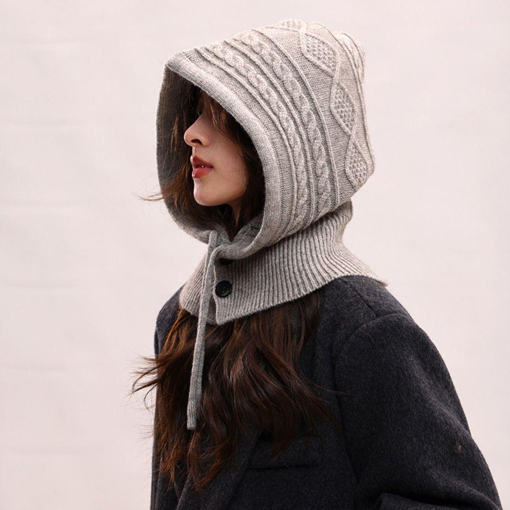 Thickened Knitted Neckerchief Windproof Pullover Cap Beanies Hat Winter Balaclavas Cap Outdoor