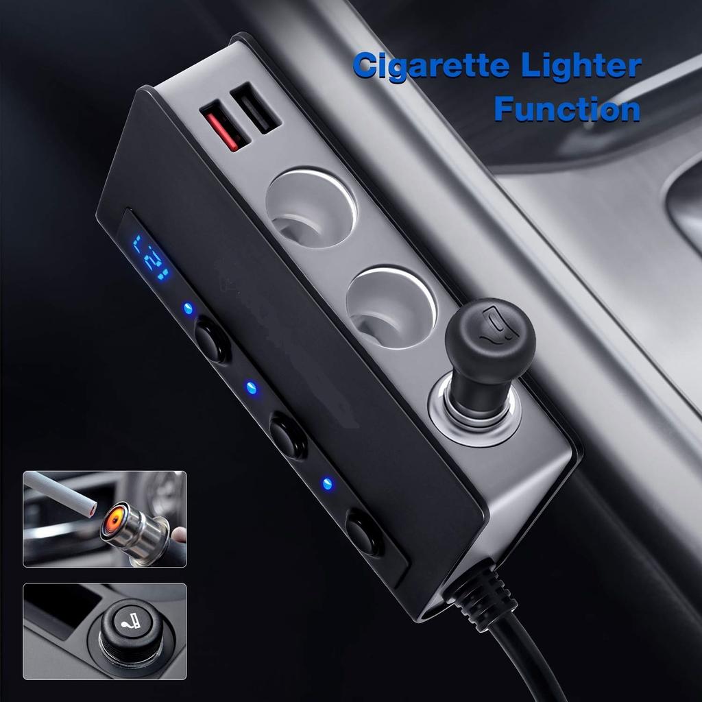 12-24V Car Cigarette Lighter 3 Sockets Splitter Adapter 180W Auto 3/4 USB QC3.0 Power Socket With ON/OFF LED Voltage Car Charger