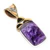 Natural Russian Charoite Two Tone 925 Solid Sterling Silver Pendant 1.50" N2k35