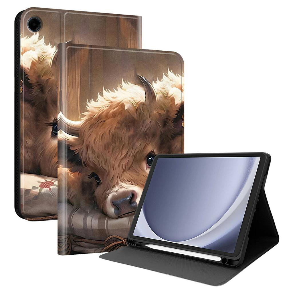 Чехол из ПУ кожи для Samsung Galaxy Tab A11 / Tab A9 с принтом, подставка для планшета с слотом для стилуса (Стилус не входит в комплект)