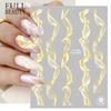 Цветущие чернила, мрамор, 3D наклейка для ногтей, наклейка из фольги из белого золота, абстрактные геометрические волнистые линии, изображение граффити, слайдер для дизайна ногтей