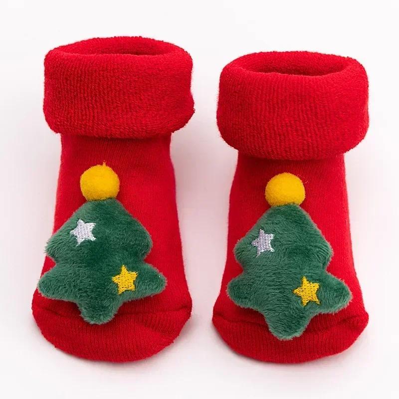 Kids Children's Socks for Girls Boys Non-slip Print Cotton Toddler Baby Christmas Socks for Newborns Infant Short Socks Clothing