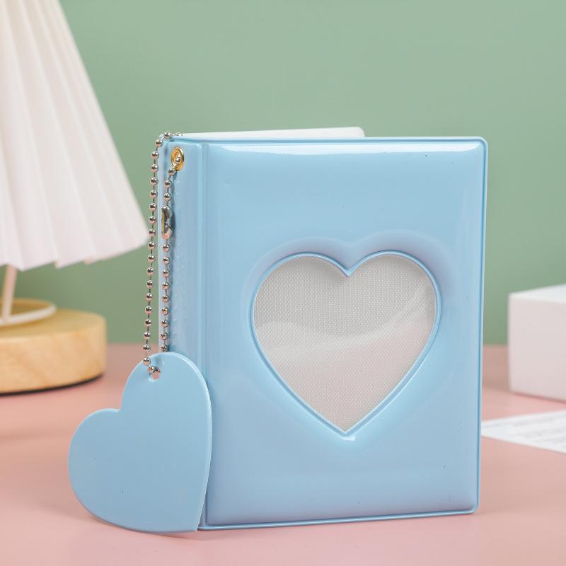 Solid Color 3-inch Photo Album Album Love Hollow Photocard Holder With Heart Pendant Kpop Idol Cards Collect Book Polaroid Album