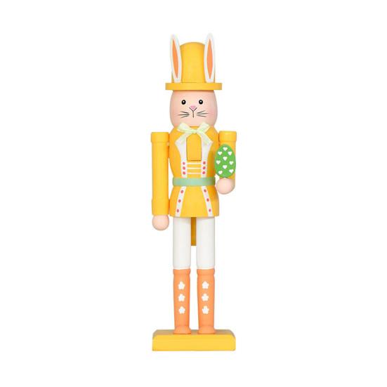 Пасхальный Кролик Щелкунчик Фигурка 12 Дюймов Деревянный Кролик Щелкунчик Украшение для Весеннего Домашнего Стола Полка Декор