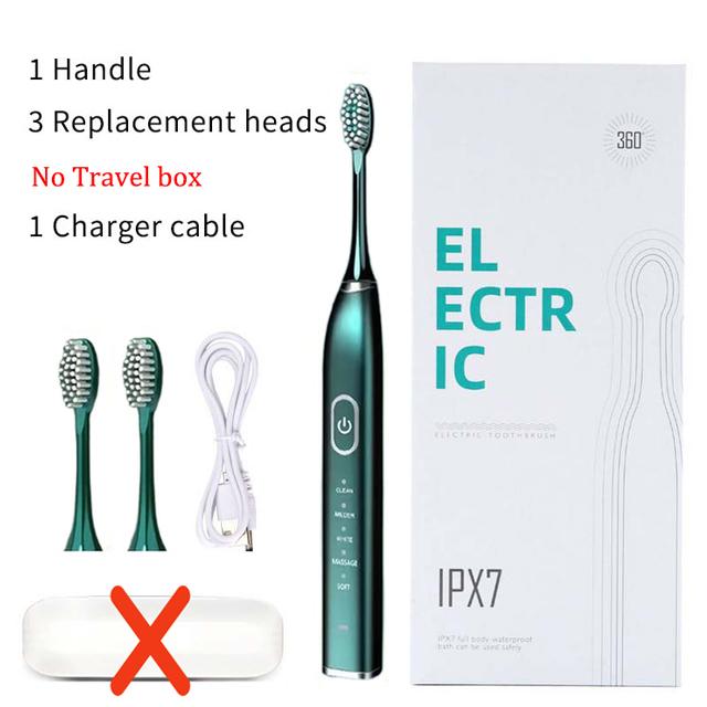 Звуковая перезаряжаемая металлическая зубная щетка для взрослых IPX7, водонепроницаемая, отбеливающая зубы, чистая чувствительная ультразвуковая электрическая зубная щетка
