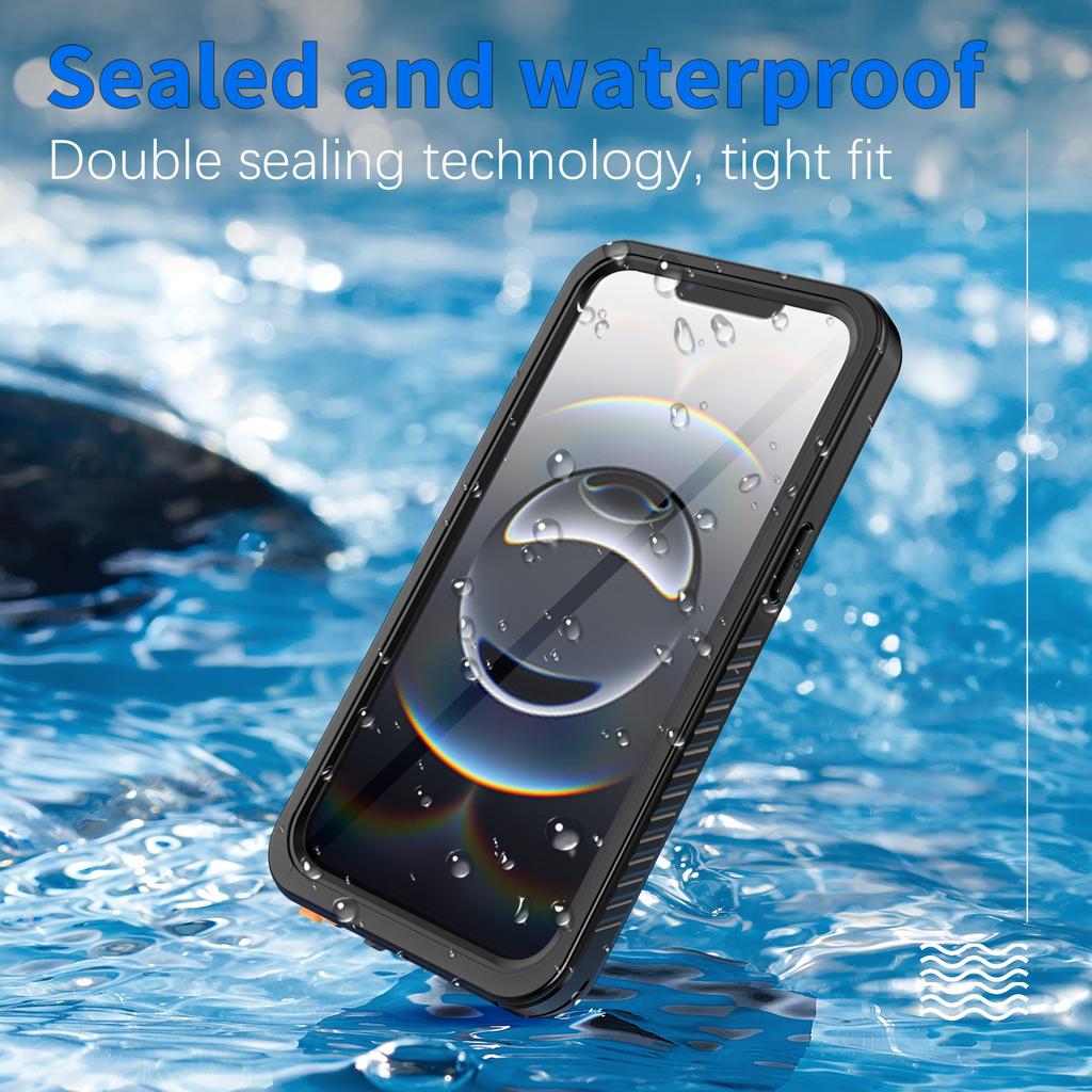IP68 Submersible Shield Waterproof Case for IPhone 17 16 15 14 13 Built-in Screen Protector Military-Grade Armor Full-Body Cover