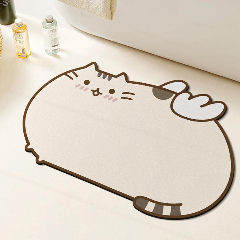 Мультяшные вентилируемые неровные противоскользящие коврики для ног в ванную комнату, для двери ванной/туалета, устойчивые к грязи и водопоглощению, легко сохнущий коврик для пола из диатомовой земли