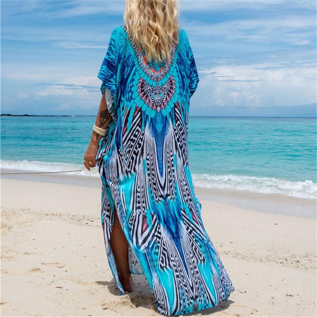 Ladies Loose Beach Cover Up Robe Vacation Sun Shirt Cover Up
