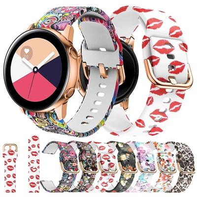 Силиконовый ремешок с принтом 20 мм 22 мм для Samsung Galaxy Watch Active 2 Gear S3, ремешок для умных часов Huami Amazfit GTR 42 мм 47 мм