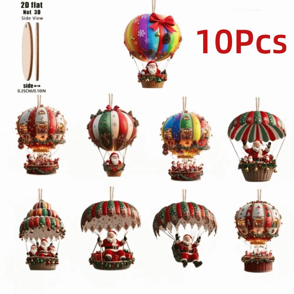 10Pcs Santa Claus Christmas Tree Hanging Portable Handmade Wooden Christmas Pendant Christmas Tree Decor Props