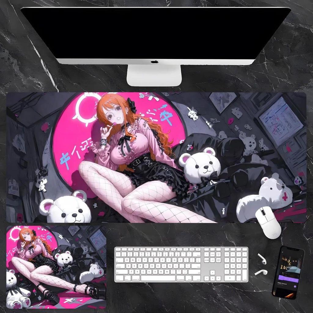 Большой коврик для мыши с изображением персонажа One Piece Beauty, подходит для киберспорта, офиса и использования на рабочем месте.