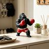 Resin Animal Figurine Creative Boxing Gorilla Figurine, Fighting King Kong Statue with Housewarming Gift for Sports Fans Gloves, Cool Desktop