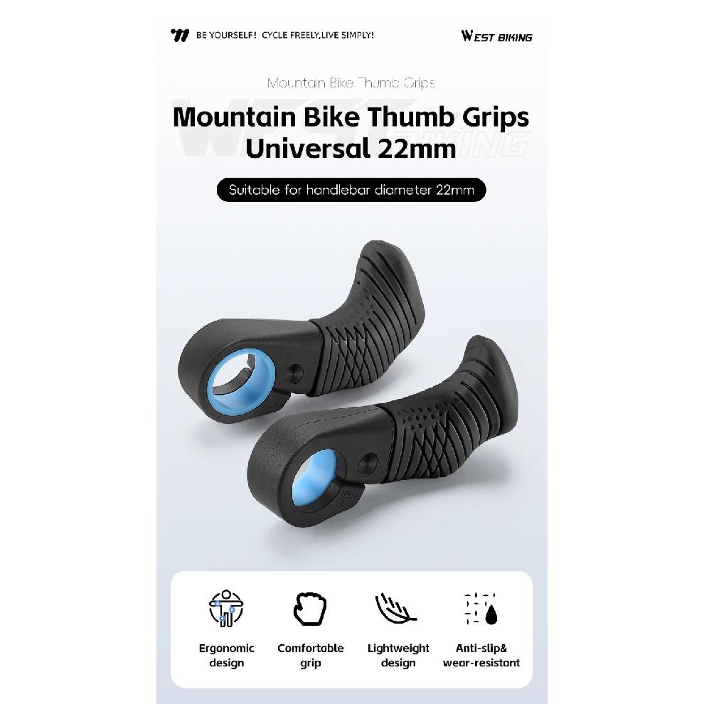 WEST BIKING MTB Bicycle Bar Ends Ergonomic Mini Thumb Grips 22.2mm Mountain Bike Handlebar Nylon Inner Bar Cover Cycling Parts