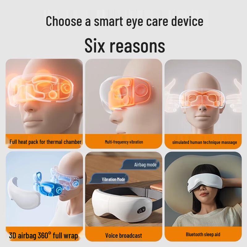 Aux Smart Foldable Eye Massager with Heat & Vibration