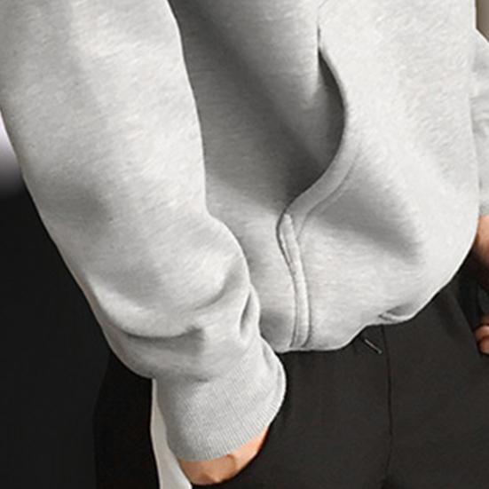 Front Pocket Drawstring Long Sleeve Pullover Hoodie Autumn Winter Solid Color Fleece Lining Hooded Sweatshirt Streetwear