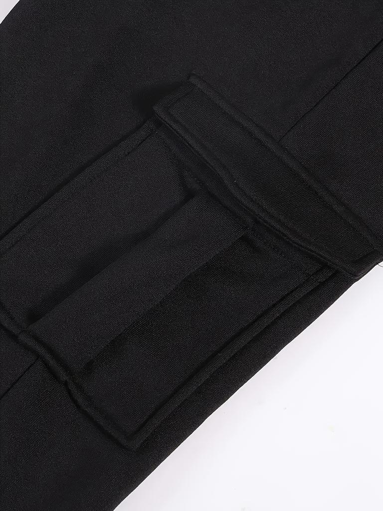 Men's Trendy Solid Cargo Pants Multi Pockets Casual Slightly Stretch Breathable Warm Joggers Pants