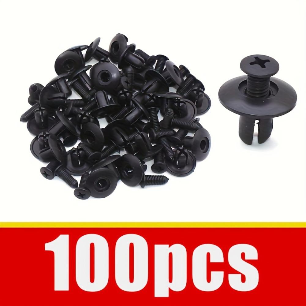 100pcs 8mm Black Plastic Rivet Car Fastener Clips Screw Bumper Fender for Toyota Focus Kia Nissan - Auto Body Repair Tools