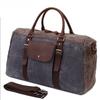 Oil Waxed Canvas Travel Bag Waterproof Casual Crossbody Bag with Leather Shoulder Bag Men's Sports Fitness Bag