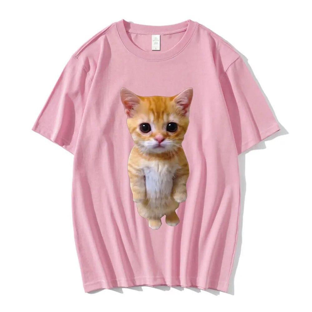 El Gato Meme Sad Crying Cat Munchkin Kitty Meme Модная футболка с рисунком Модные футболки с короткими рукавами Унисекс Негабаритная уличная одежда