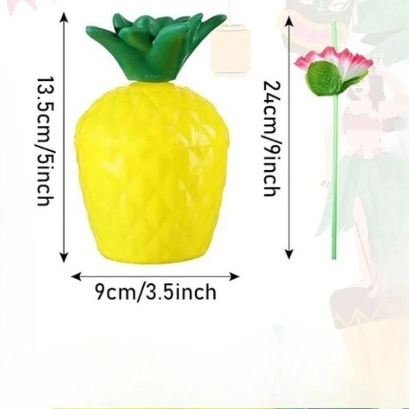 1PC Tropical Pineapple Coconut Drinking Cup Juice Cups Straw Luau Flamingo Birthday Beach Pool Party Hawaiian Decoration LIYI