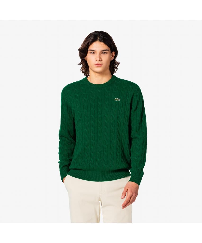 Мужской вязаный пуловер LACOSTE с круглым вырезом и косами Ah816E-55N 132