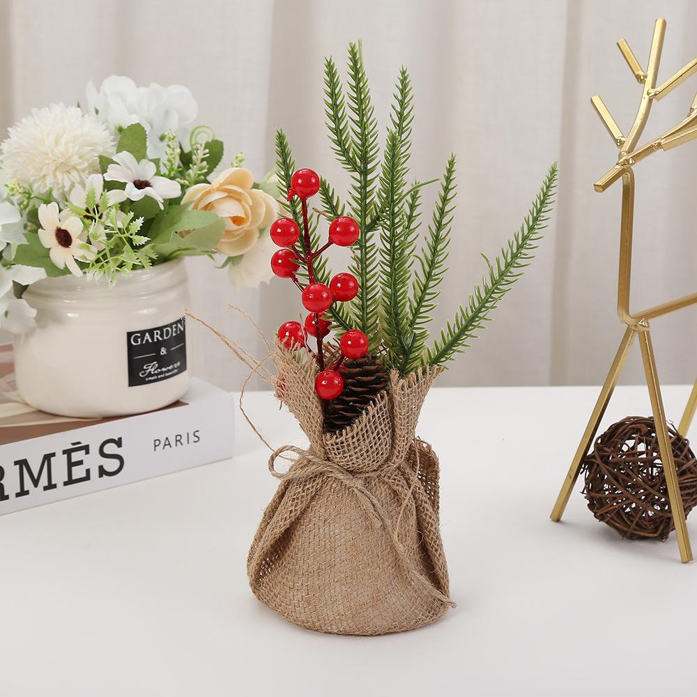 1 шт. Рождественское настольное украшение сосновая шишка ягода рождественская корзина рождественский льняной цветочный горшок украшение аксессуары для оформления домашней сцены