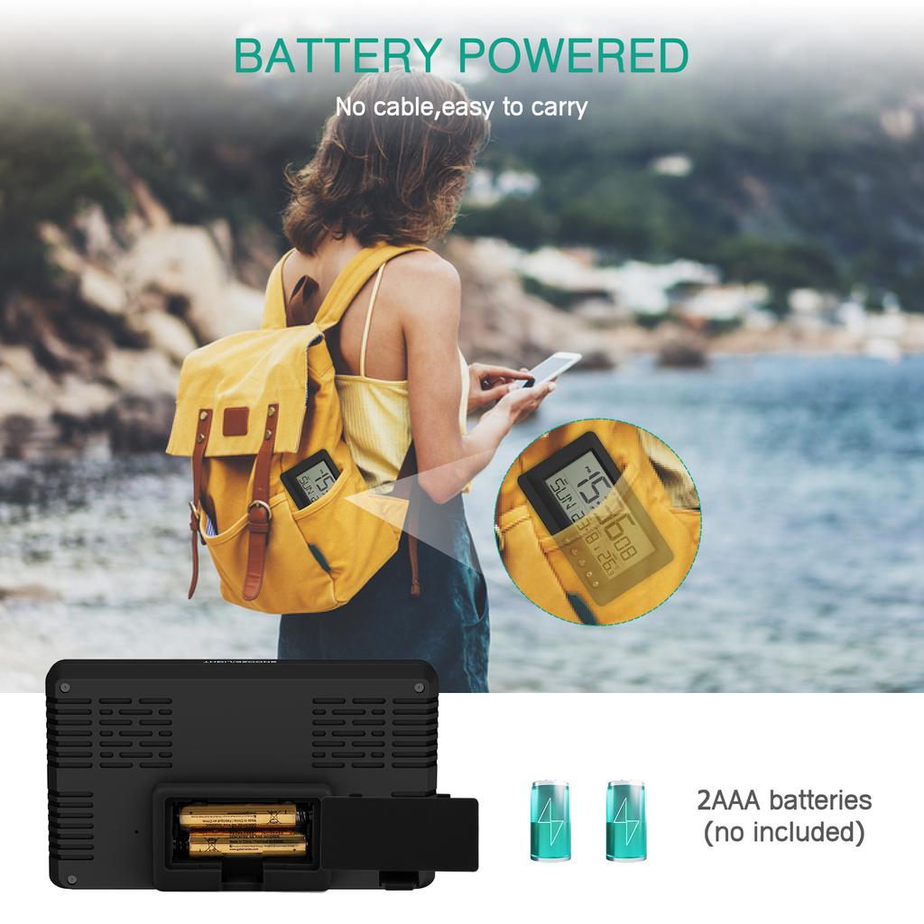 ORIA Digital Alarm Clock LCD Display Travel Alarm Clock Small Digital Clock With Calendar Temperature Battery Operated Clocks