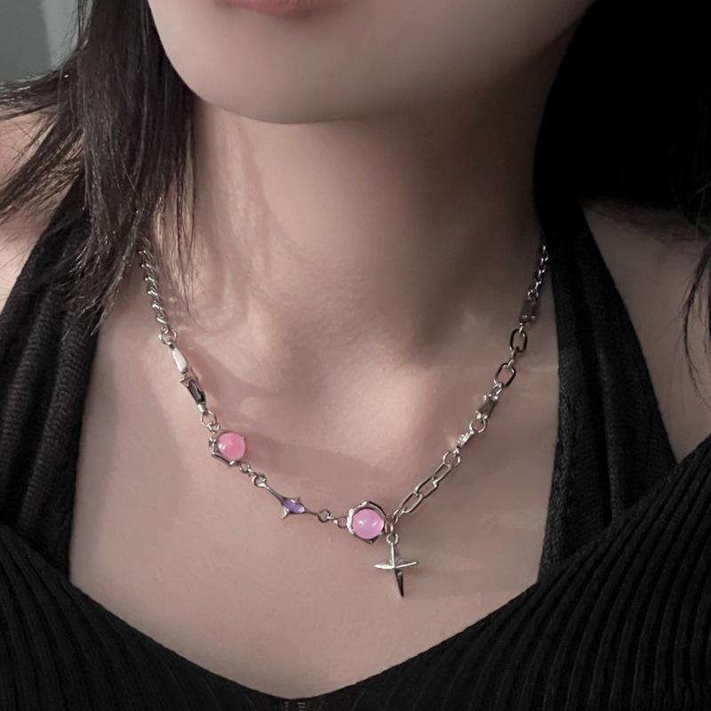 Silver Opal Necklace for Women Girl Liquid Lava Star Irregular Jewelry 925 Stamp Birthday Gift Dropshippping