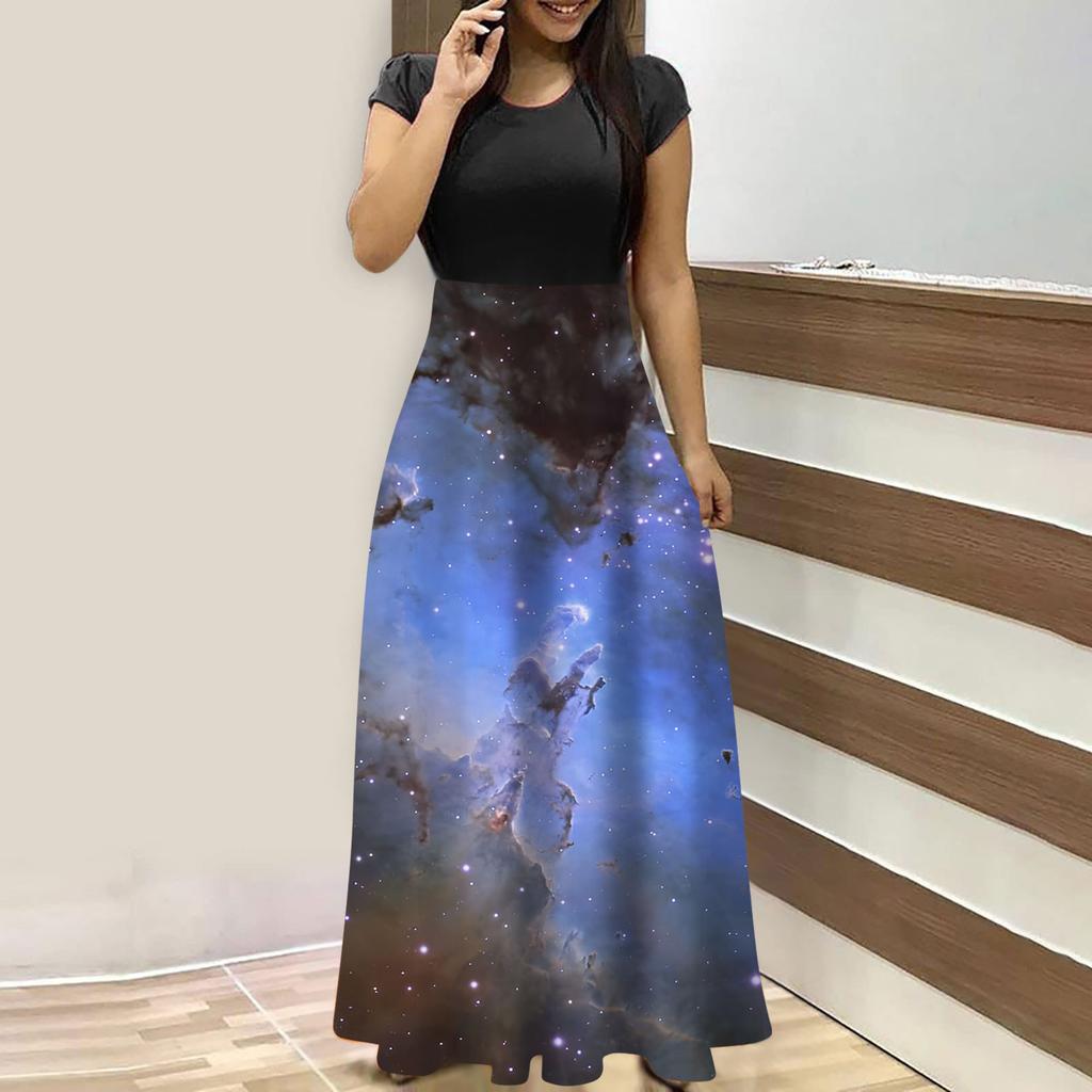 Женские модные повседневные свободные платья с круглым вырезом и коротким рукавом