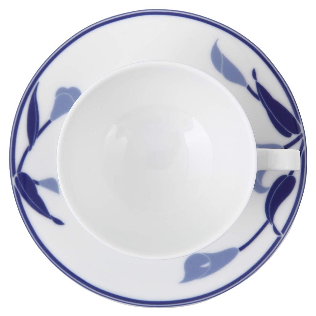 CANION WITS Blue Lily Чайная чашка Блюдце Дизайн столовой посуды в стиле вестерн (Подарок/Домашнее использование/Кафе/Ресторан и т. д.) [Канион Витс]