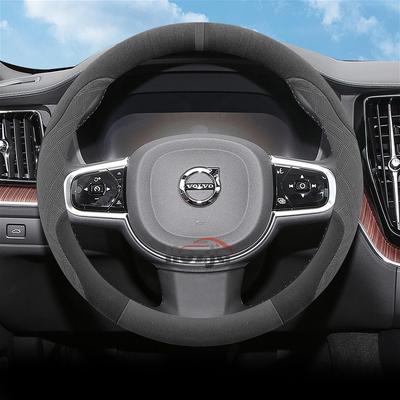 Чехол на руль автомобиля из замши для Volvo XC60 XC40 XC90 V90 S90 V60 S60 V40 EX90 EM90 Аксессуары для рулевого колеса