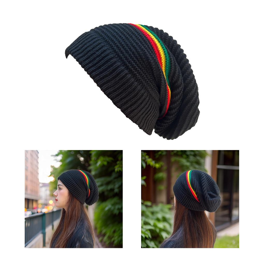 Knitted Beanies Hat Reggae Music Lover for School Teens Hat Multicolored Skull Hat for Reggae Enthusiasts
