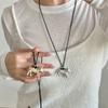 Винтажные металлические подвески-зебры на длинном черном шнурке для женщин и девочек, регулируемая цепочка для свитера, модные аксессуары, подарки