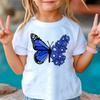 Новая детская футболка с принтом 3D-бабочки для девочек, летняя детская одежда, детский топ с коротким рукавом, модные футболки, детская футболка с круглым вырезом