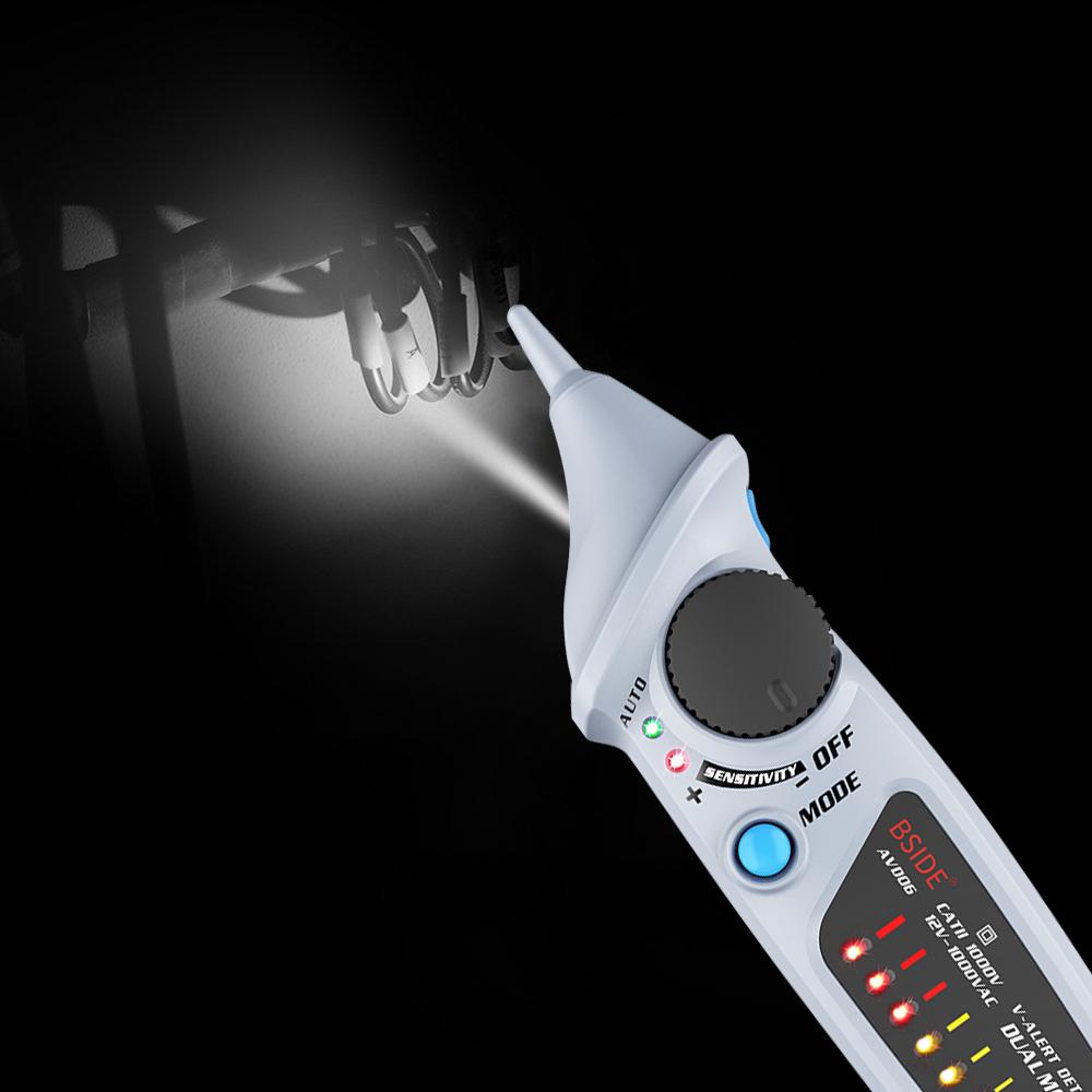 BSIDE Non contact AC Voltage Tester Pen Shaped V Alert Detector Auto Manual Dual Mode NCV Tester Live Wire Check with
