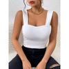 Майка с квадратным вырезом и широкими бретелями, укороченные топы, женские летние майки, сплошной цвет, модная рубашка, женский укороченный жилет без рукавов, одежда Y2K
