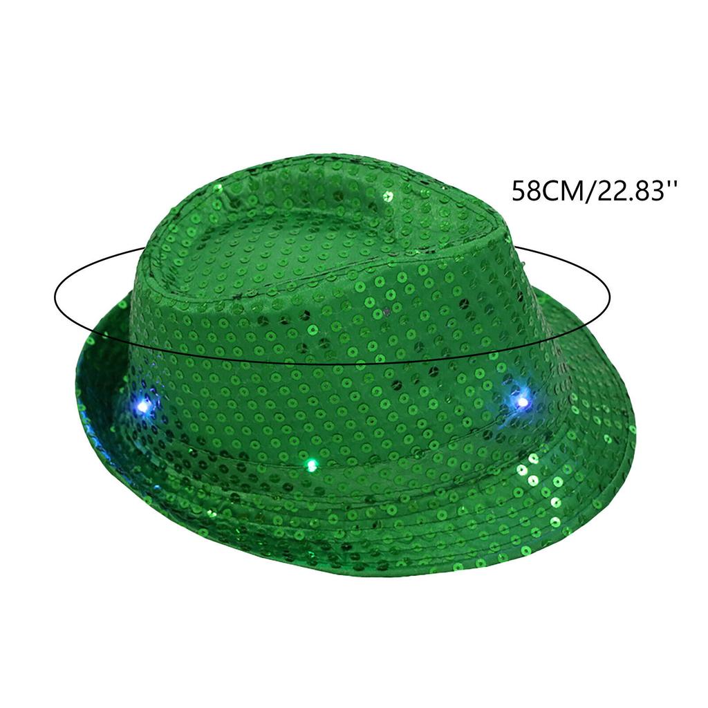 Шляпа Федора Джазовая шляпа Кепка для танцев Шляпа с блестками Мигающая светодиодная шляпа Костюм для вечеринки