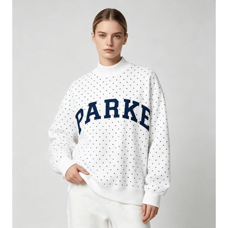 Womens Casual High Neck Sweatshirt With Embroidered Letters Loose Fit Long Sleeve Winter Top
