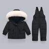 1–6Y Autumn Winter Toddler Snowsuit Set for Boys and Girls Warm Winter Jacket and Bib Pants with White Duck Down