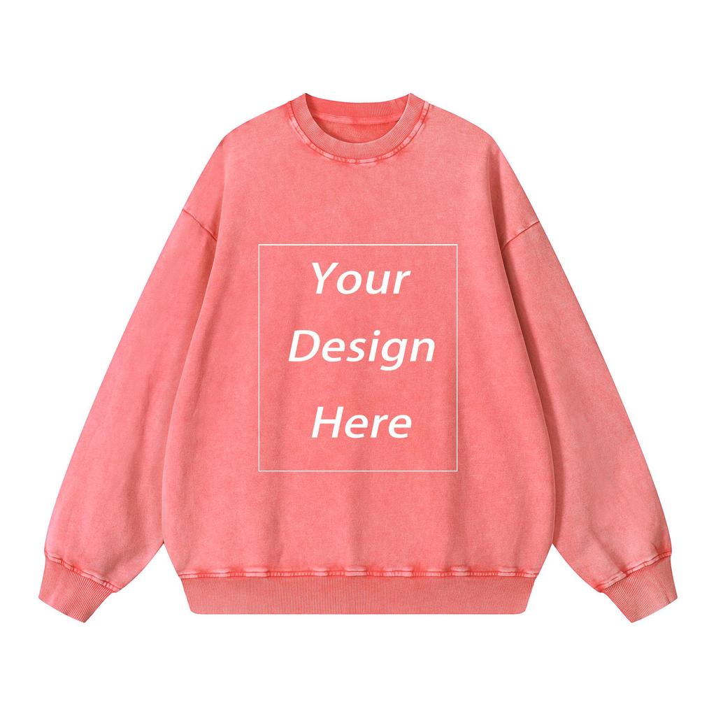 360 GSM 100% Cotton Acid Wash Sweatshirt Customized Unisex Classic Sweatshirt