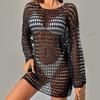 Summer Women's Sunscreen Loose Round Neck Sexy Knit Sweater Knit Pullover Long Sleeve Cover-up