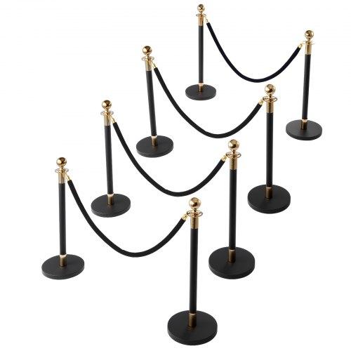 VEVOR Stanchion Post, 8 Pcs Crowd Control Barrier Set with 6 Black Velvet Ropes