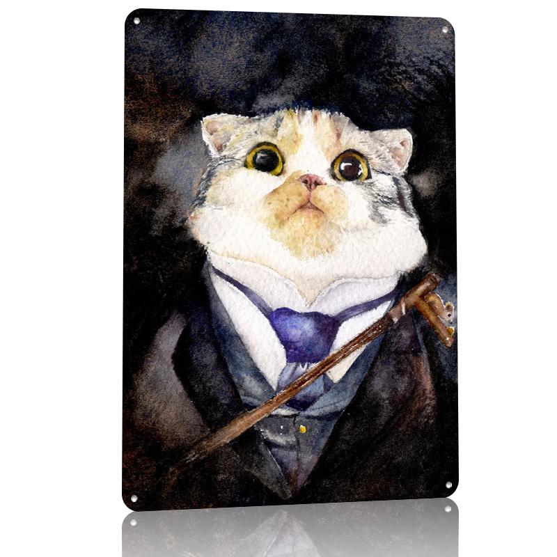Theodore the Scottish Fold Poster Retro D Printed Metal Signs Customized Wall Hanging Gift for Living Room Decorations House