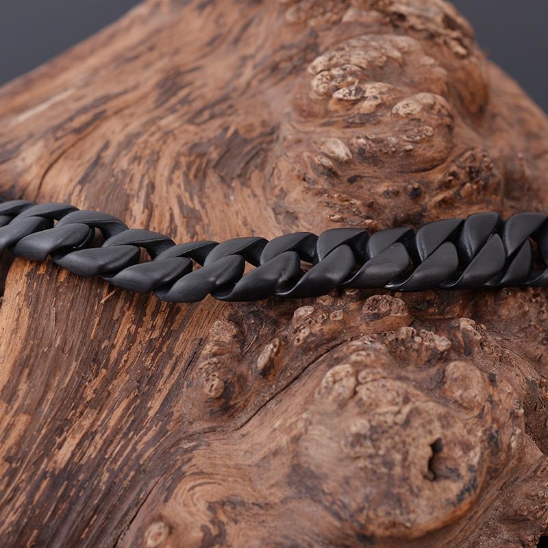 Браслет из матовой черной нержавеющей стали для мужчин, винтажный, мужской, матовая 12-миллиметровая панцирная цепь, мужские ювелирные аксессуары