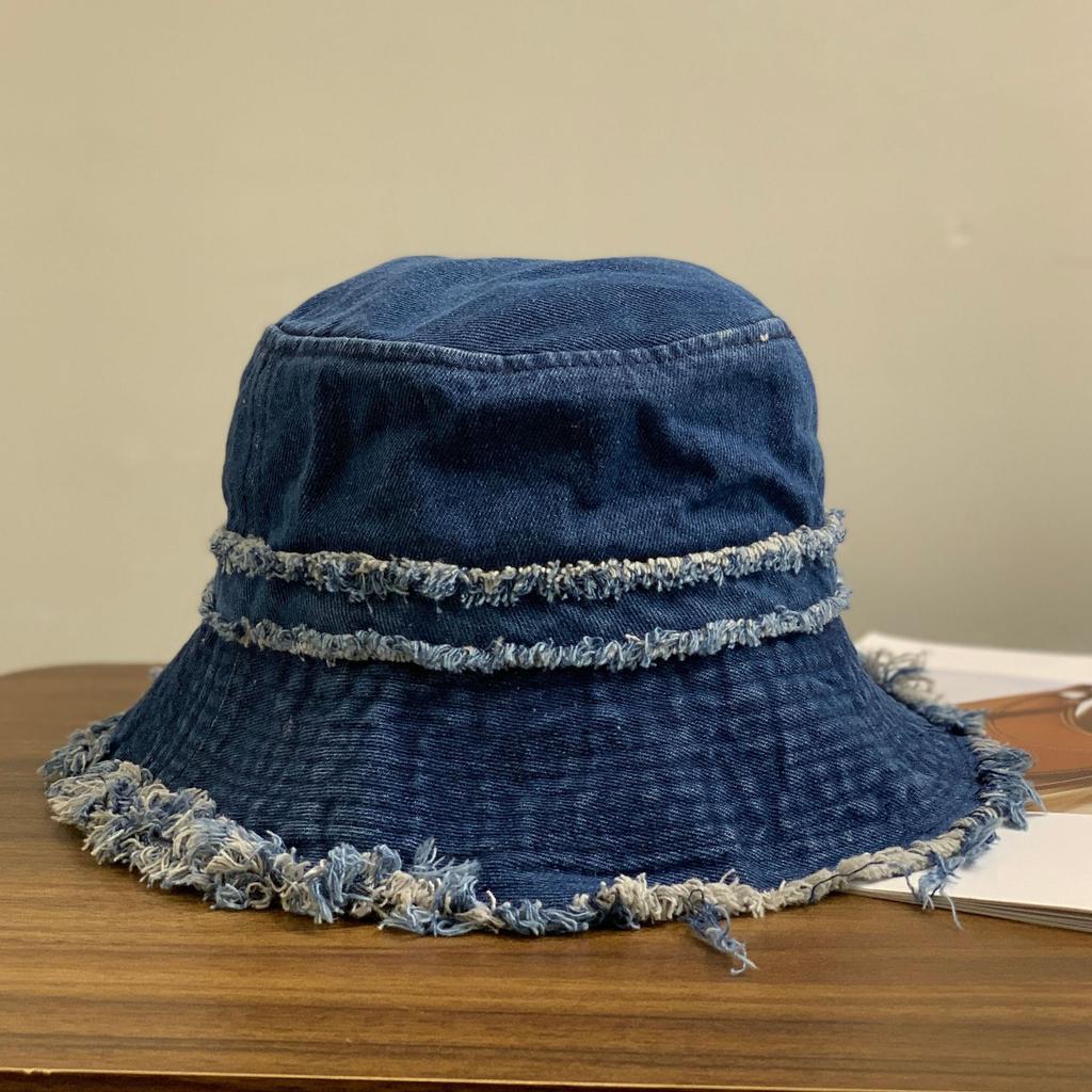 Ретро-сумка из потертого денима, большая окружность головы, показывает маленькое лицо, путешествующая сотня башен, козырек от солнца, шляпа для раковины, женщина